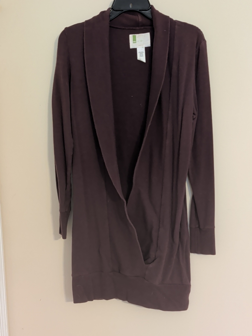 Women's Shawl Collar Open Cardigan Sweater - Plum